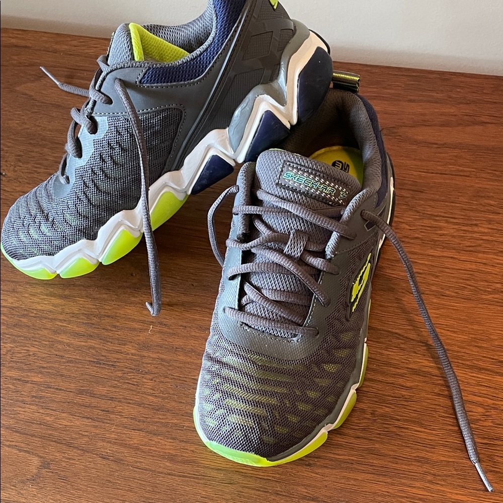 Boys Skechers Sneakers in Gray and Neon Green - Picture 3 of 11